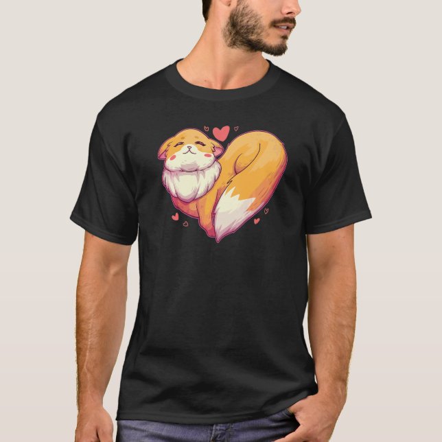 Fox Heart  Retro Animal Wild Zoo Classic Passion P T-Shirt (Front)