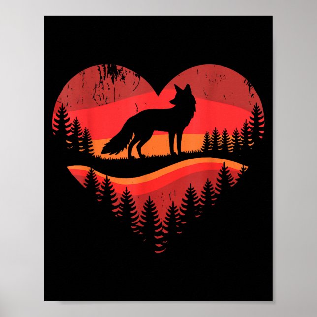 Fox Heart Valentines Animal Fox Lover Men Women Gi Poster (Front)