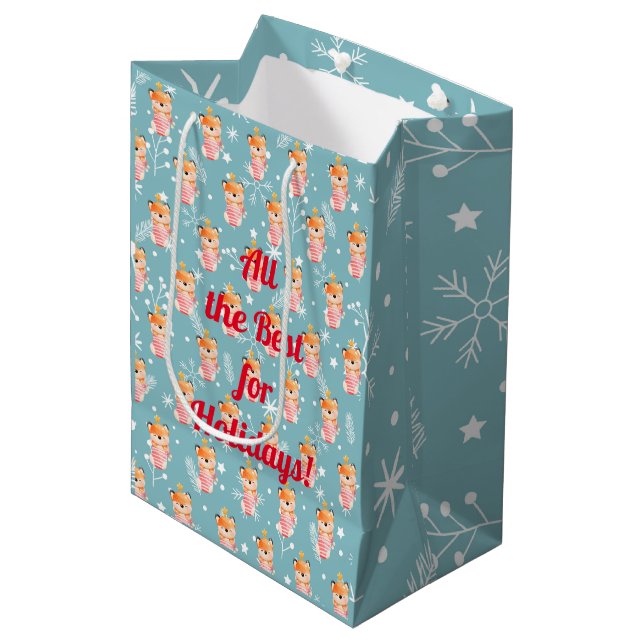 Fox Holidays Customise Medium Gift Bag (Front Angled)