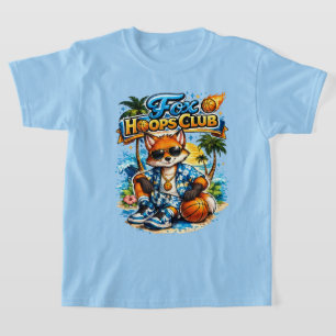 Fox Hoops Club Kids T-Shirt   Cute Summer Basketba