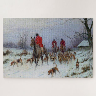 Fox Hunt Huntsmen and Hounds Returning Home  Jigsaw Puzzle