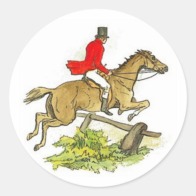 Fox Hunt Jumper Hunter Horseback Riding Events Classic Round Sticker (Front)