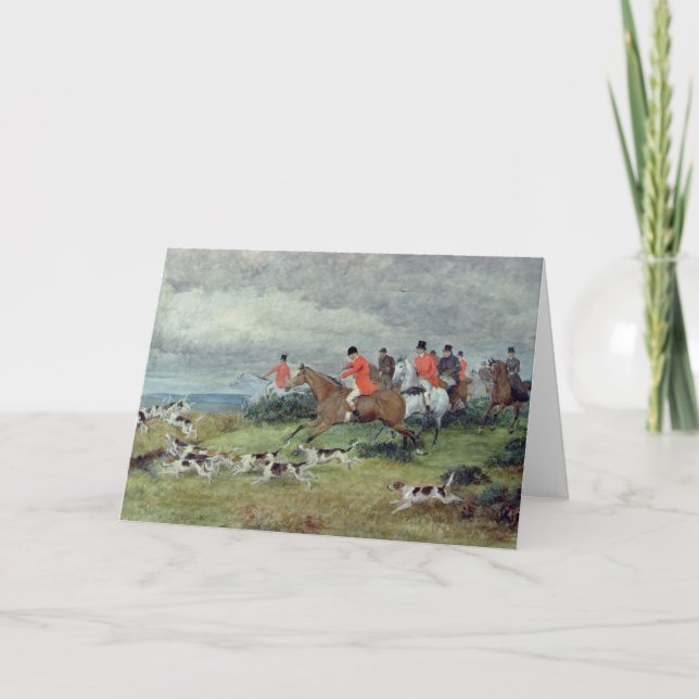 Fox Hunting in Surrey, 19th century Card (Front)