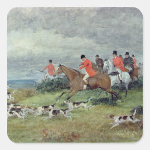 Fox Hunting in Surrey, 19th century Square Sticker