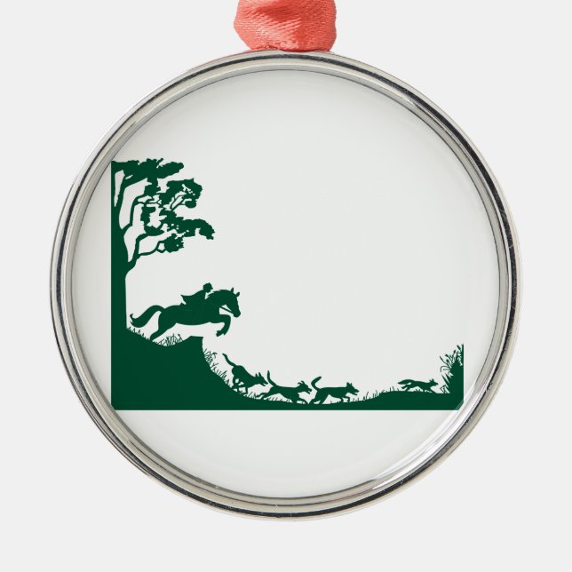 Fox Hunting Silhouette Metal Tree Decoration (Front)