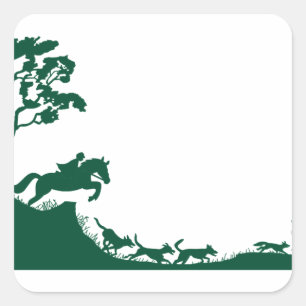 Fox Hunting Silhouette Square Sticker