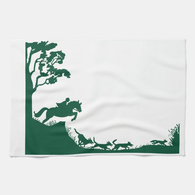 Fox Hunting Silhouette Tea Towel (Horizontal)