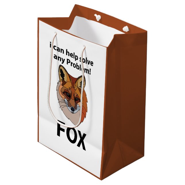 Fox I Can Help Solve Any Problem Funny Fox Medium Gift Bag (Front Angled)