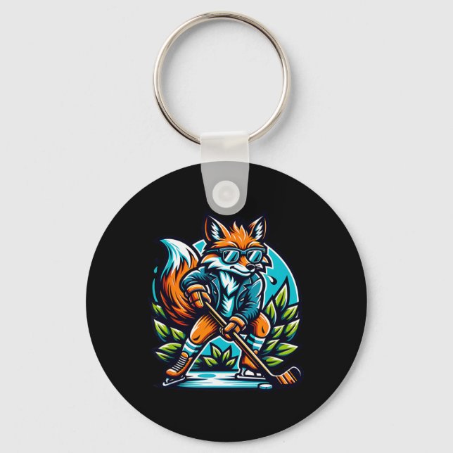 Fox Ice Hockey Cool Style Shades  Key Ring (Front)