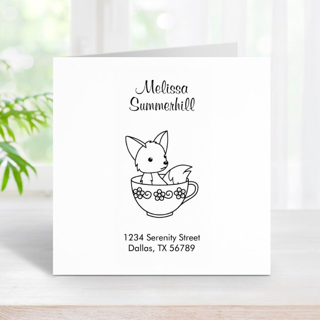Fox in a Teacup Address Rubber Stamp (Creator Uploaded)