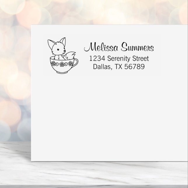 Fox in a Teacup Address Self-inking Stamp (Creator Uploaded)