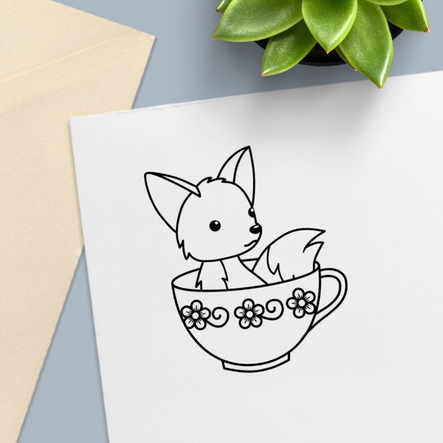 Fox in a Teacup Colour Me Self-inking Stamp (Creator Uploaded)