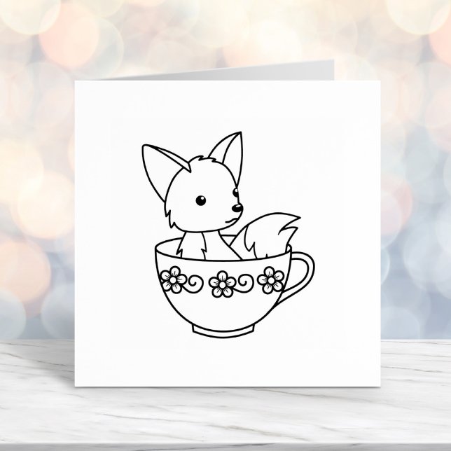 Fox in a Teacup Colour Me Self-inking Stamp (Creator Uploaded)