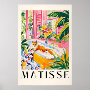 Fox in Bathtub Art Print Matisse Inspired Tropical