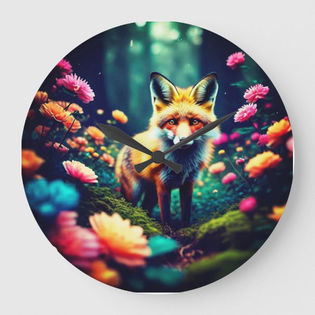 "Fox in Bloom" Large Clock (Front)