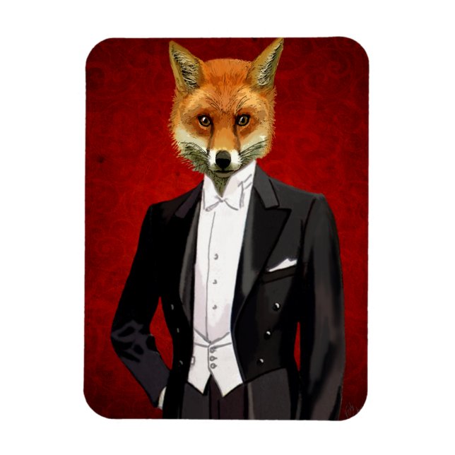 Fox In Evening Suit, Portrait Magnet (Vertical)