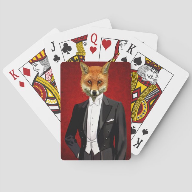 Fox In Evening Suit, Portrait Playing Cards (Back)
