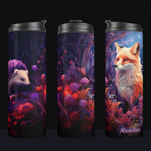 Fox in forest thermal tumbler