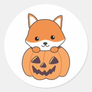 Fox In Pumpkin Sweet Foxes Happy Halloween Classic Classic Round Sticker