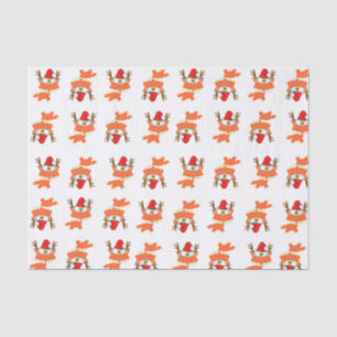 Fox In Reindeer Santa Hat Pattern First Christmas Tissue Paper