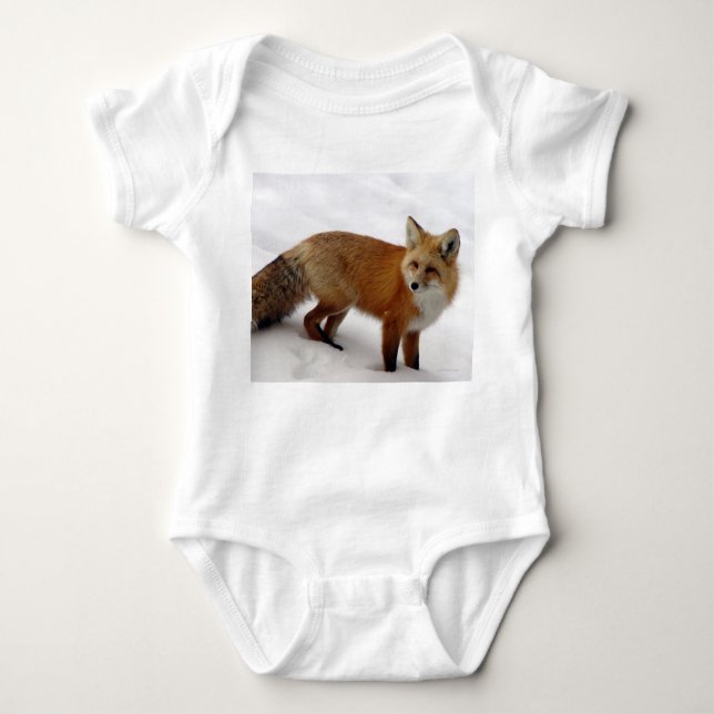 Fox in snow baby bodysuit (Front)