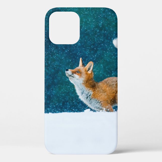 Fox in snowfall. Red fox, Vulpes vulpes, jumping i Case-Mate iPhone Case (Back)