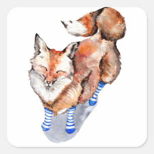 Fox in Socks Square Sticker