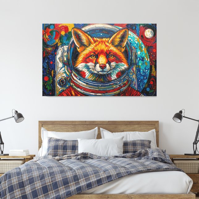 FOX IN SPACE CANVAS PRINT (Insitu(Bedroom))