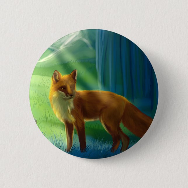 Fox in the forest 6 cm round badge (Front)