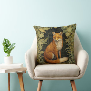 Fox in the forest, Art nouveau style Cushion
