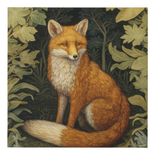 Fox in the forest, Art nouveau style Faux Canvas Print