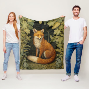 Fox in the forest, Art nouveau style Fleece Blanket