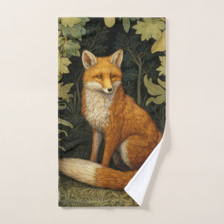Fox in the forest, Art nouveau style Hand Towel