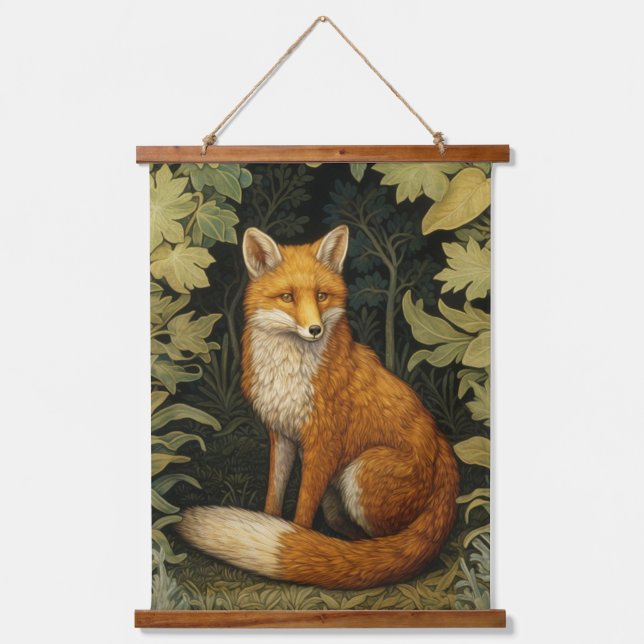 Fox in the forest, Art nouveau style Hanging Tapestry (Front)