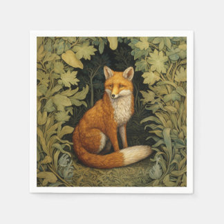 Fox in the forest, Art nouveau style Napkin