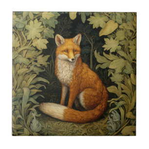 Fox in the forest, Art nouveau style Tile