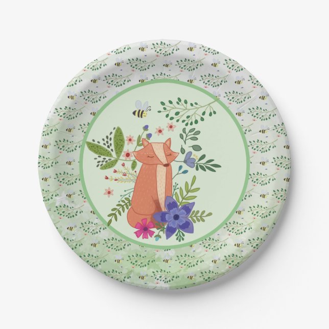 Fox in the forest Pappteller Paper Plate (Front)