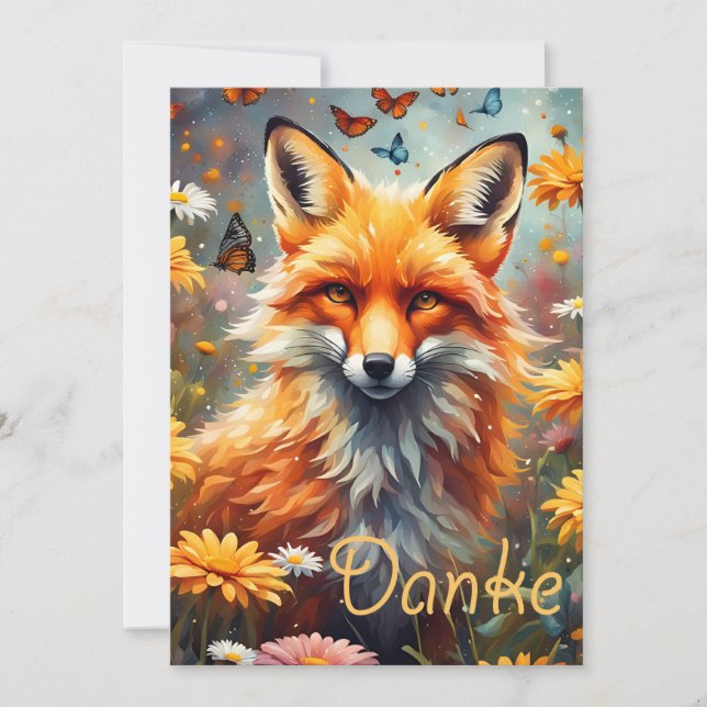 fox in the meadow thank you card (Front)