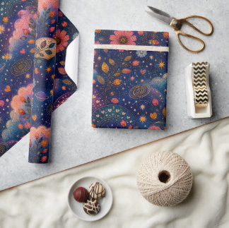 Fox in the Star Garden Wrapping Paper