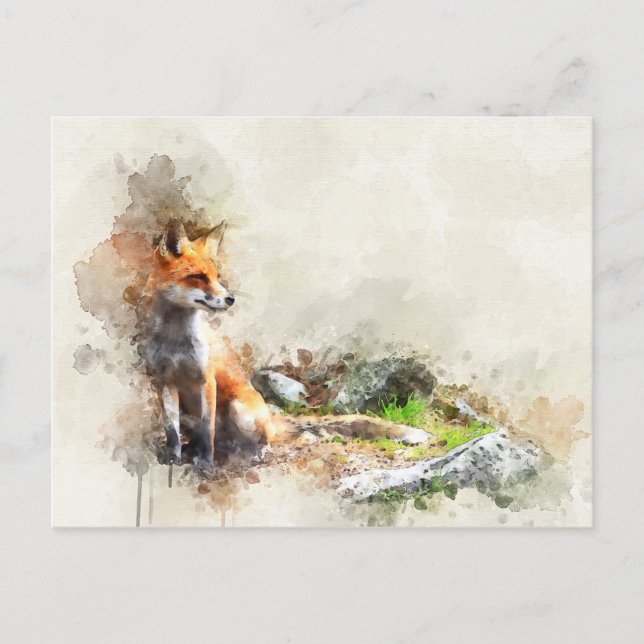 Fox in the wild painting postcard (Front)