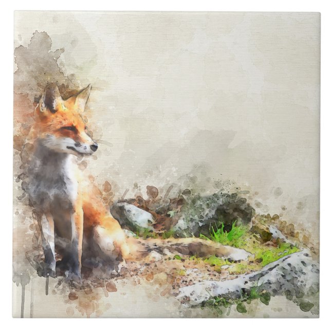 Fox in the wild painting tile (Front)