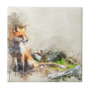 Fox in the wild painting tile