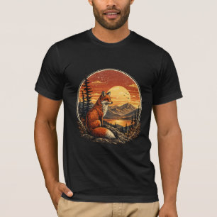 Fox in Vintage Sunset Retro Wildlife Men's Tshirt