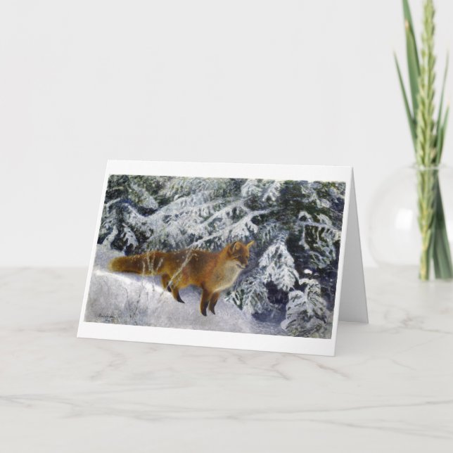 Fox in Winter (1904) by Bruno Liljefors Thank You Card (Front)