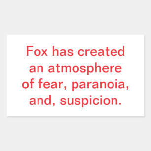 Fox Incites Fear & Paranoia Hankamer Artjunkhaus  Rectangular Sticker