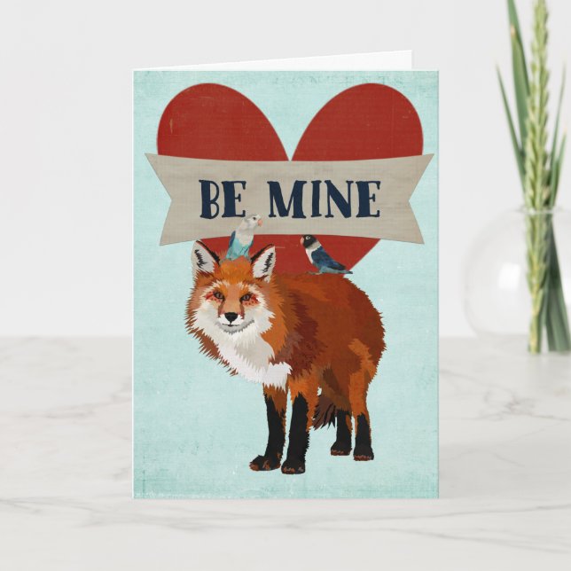 FOX & INDIGO BIRDS Valentine Card (Front)