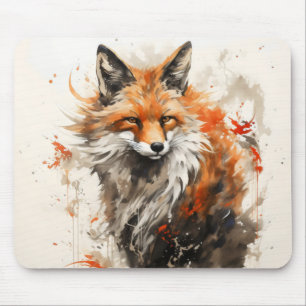 Fox Ink Painting Mouse Pad