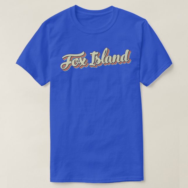 Fox Island TShirt Retro Art Baseball Font Vintage  (Design Front)