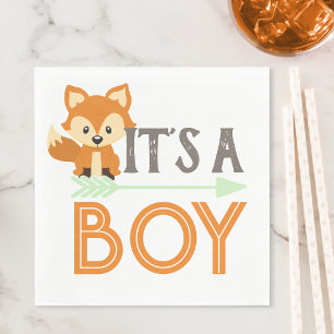 Fox It's A Boy Woodland Baby Shower Paper Napkins