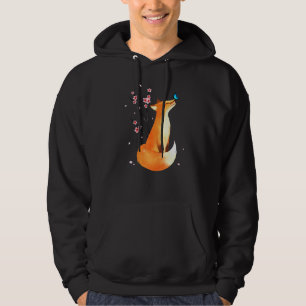 Fox Japanese Cherry Blossom Flower Vintage Hoodie